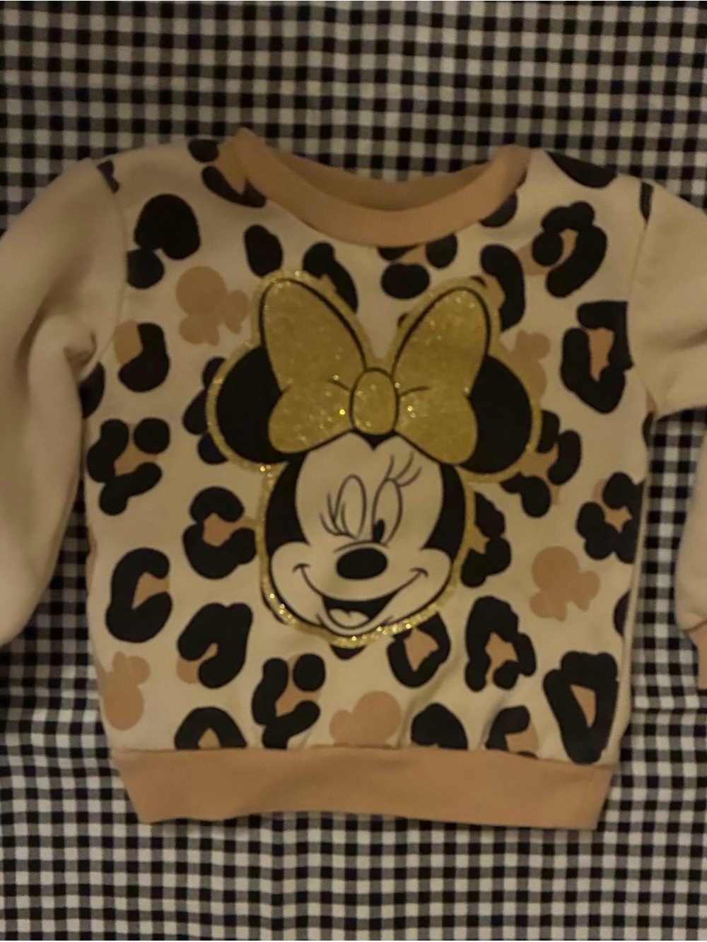 Disney Minnie Mouse Leopard Print Sweatshirt in Beige and Gold